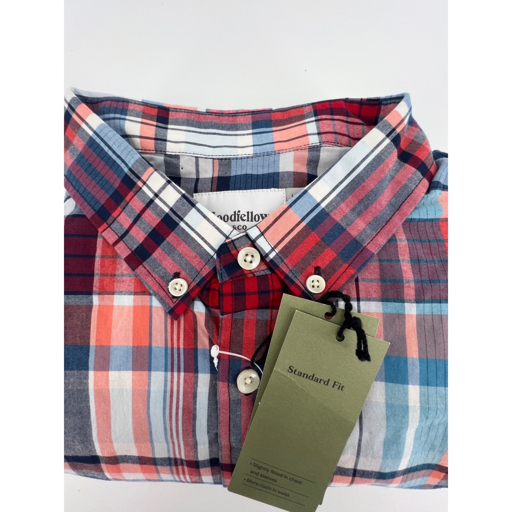 Goodfellow & Co. Mens Large Tall Plaid Button Down Standard Fit Shirt NEW
